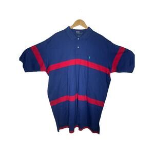 Polo Ralph Lauren Men's Size 2XB Big Blue & Red Knit Short Sleeve Polo Shirt